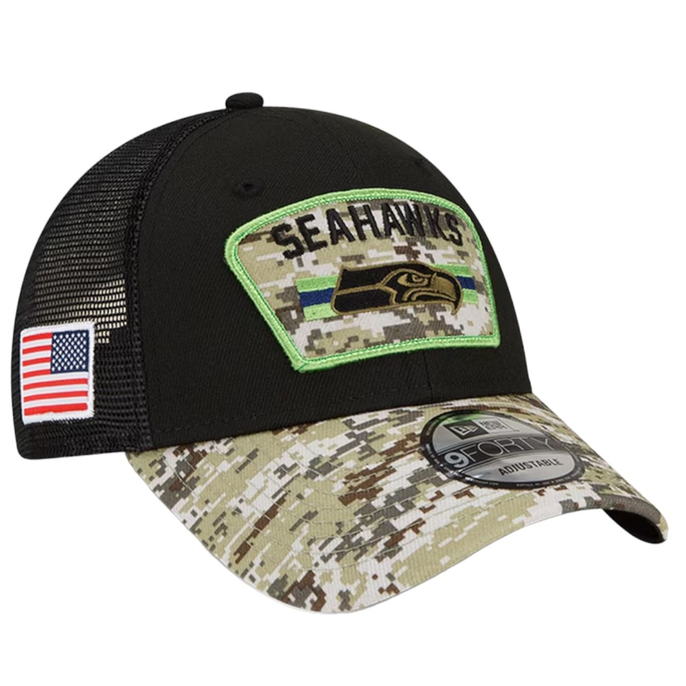 New Era Seattle Seahawks 9FORTY Salute to Service Adjustable Trucker Hat OSFM